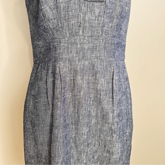New Directions Chambray Linen Knee Length Sleeveless Sheath Dress Women Size 8 - Picture 3 of 9